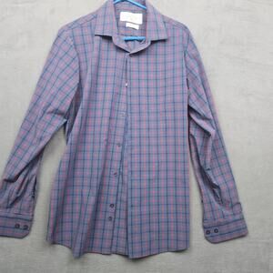 Mizzen Main Leeward Collection Plaid Button Up Shirt Trim Fit Performance Large